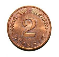 S2 - Germany 2 Pfennig 1970-J Brilliant Uncirculated Coin - Five Oak Leaves