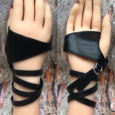 Women Wrist Band PuLeather Fingerless Glove Harajuku Sport Riding Gloves Gothic  