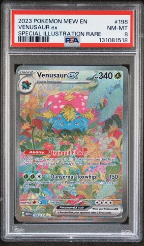 2023 POKEMON MEW EN-151 SPECIAL ILLUSTRATION RARE #198 VENUSAUR EX PSA 8