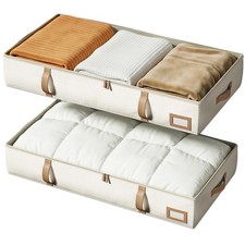 Under Bed Storage Containers, 6 Inches Tall 60L Underbed Storage Bins with Le...