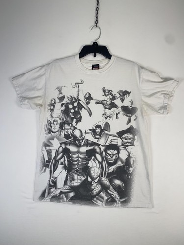 Marvel Shirt Mens Medium White Spider-Man Hulk Thor Wolverine Graphic Tee