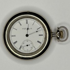 Vintage Elgin Grade 206 Pocket Watch Sidewinder 6s 7J Silverode Case - WORKS