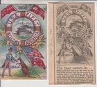 Stamp 1908 Victoria on USA fleet visit to Australia postcard with 1985 article