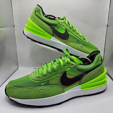 Nike Waffle One Scarpe da Ginnastica Uomo UK 10 Verde Elettrico Scamosciato Maglia Racer Running