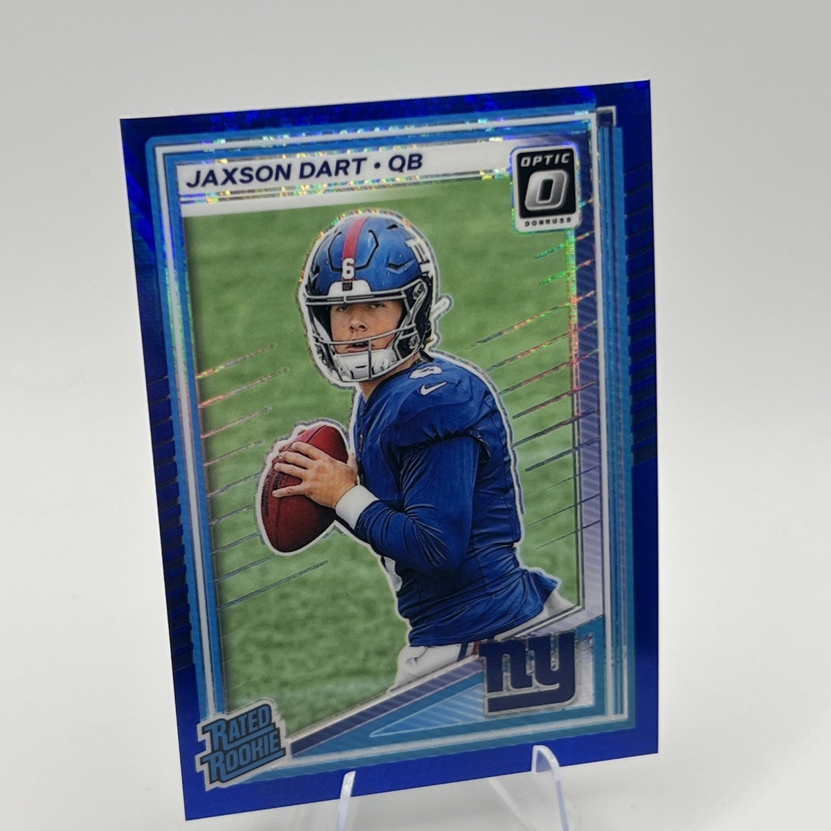 2025 Panini Donruss Optic Jaxson Dart Blue Hyper Prizm Rated