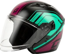 GMAX OF-87 Duke Open Face Motorcycle Helmet Black/Aqua