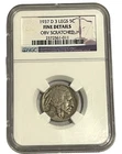 1937 D 3 Legs Legged Buffalo Nickel NGC Fine Details OBV Scratched Key Date