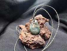 Big Sur Blue Green Nephrite Jade Stone Pendant.