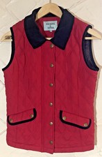Dickens & Jones Ladies Gilet Uk 8 Red with Black Trim Full Zip Quilted Padded