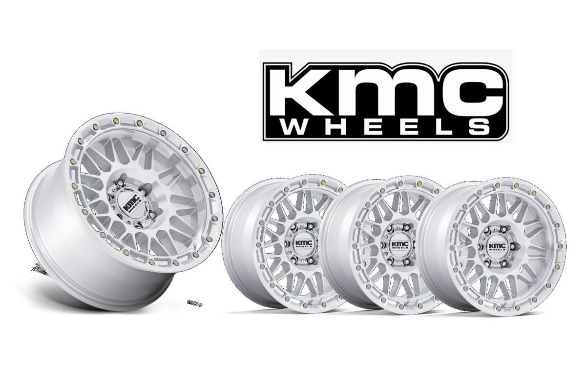 17 KMC KM555 ATTACK MACHINED SILVER WHEELS RIMS 17X8.5 6X139.7 6X5