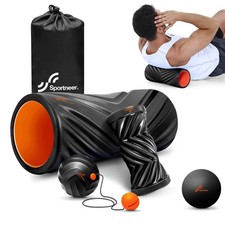 4 in 1 Foam Roller Set: Dual Textures Muscle Roller, Foot Roller, Stringed La...