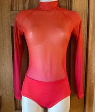 THE LINE UP NWOT OMBR  MESH ORANGE RED LEOTARD DANCE COSTUME SIZE ADULT EXTRA LA