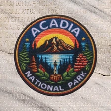 Acadia National Park Travel Patch Iron-on Applique Nature Badge, Maine, Lake