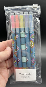 Vera Bradley Set Of 5 Highlighters New In Package Painted Mosaic HARD TO FIND