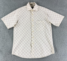 Vintage Giorgio Armani Lecollezioni Button-Up Shirt Mens Large Ivory Plaid SS