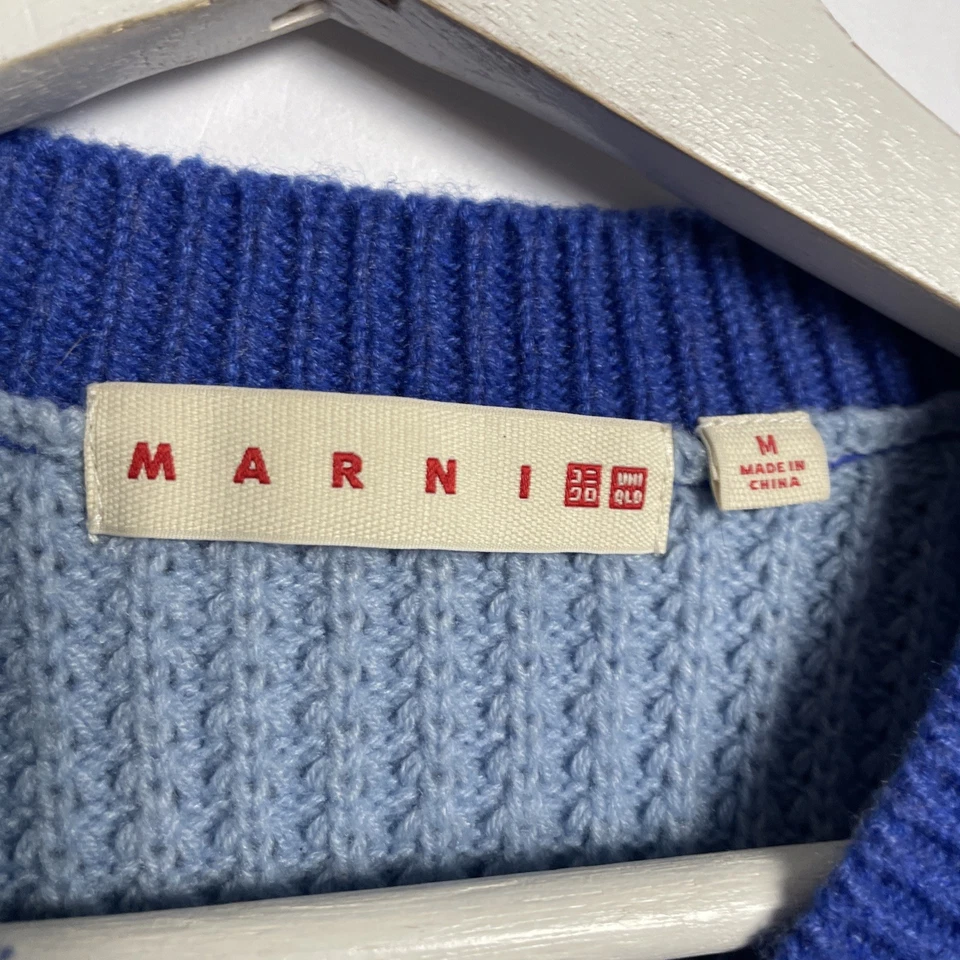 Suéter Marni Uniqlo Mujer Medio Azul Beige Bloques de Color Tejido Pullover Lana Foto 4 de 4