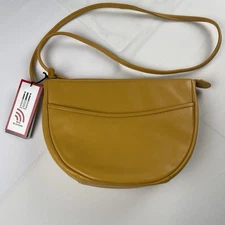 ili New York Genuine Leather Yellow #6957 Crossbody Purse RFID Blocking NWT
