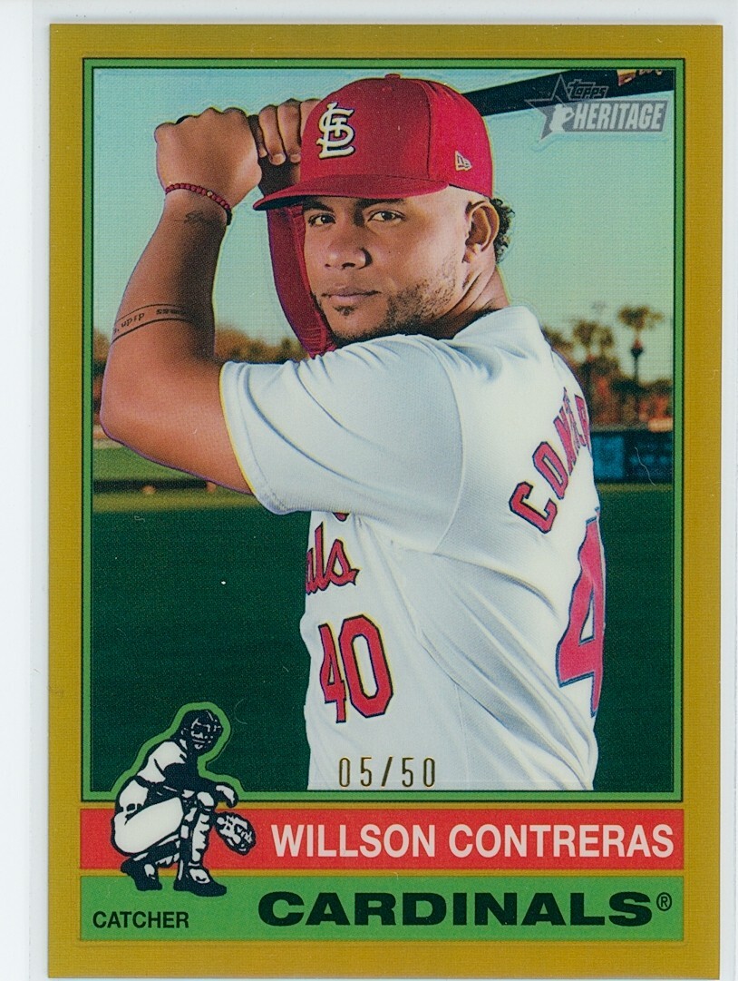 2025 Topps Heritage Willson Contreras Chrome Gold Refractor /50 SP Cardinals
