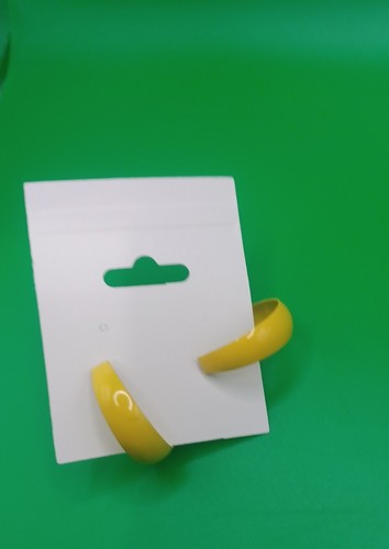 Vintage Yellow Metal Hoop Earrings Pierced - Picture 5 of 12