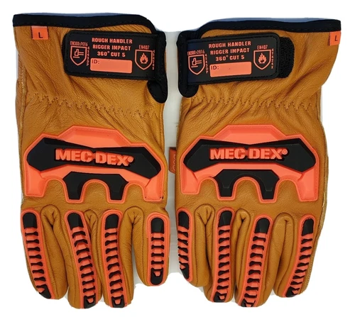 MecDex Rough Handler Cut 5 360 Resistant Rigger Leather Gloves Size L PR-616