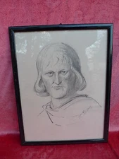 Pretty, Old Picture__Portrait__Graphite Pencil Drawing__ Signed: v. D.1937 _
