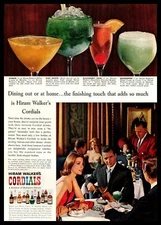 1961 Hiram Walker's Cordials Date Night Man Smoking Cigarette At Table Print Ad