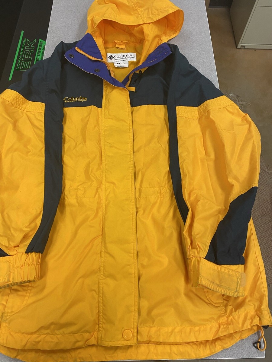 Vintage 90's Women's Columbia Sports Jacket Yellow, Navy, and