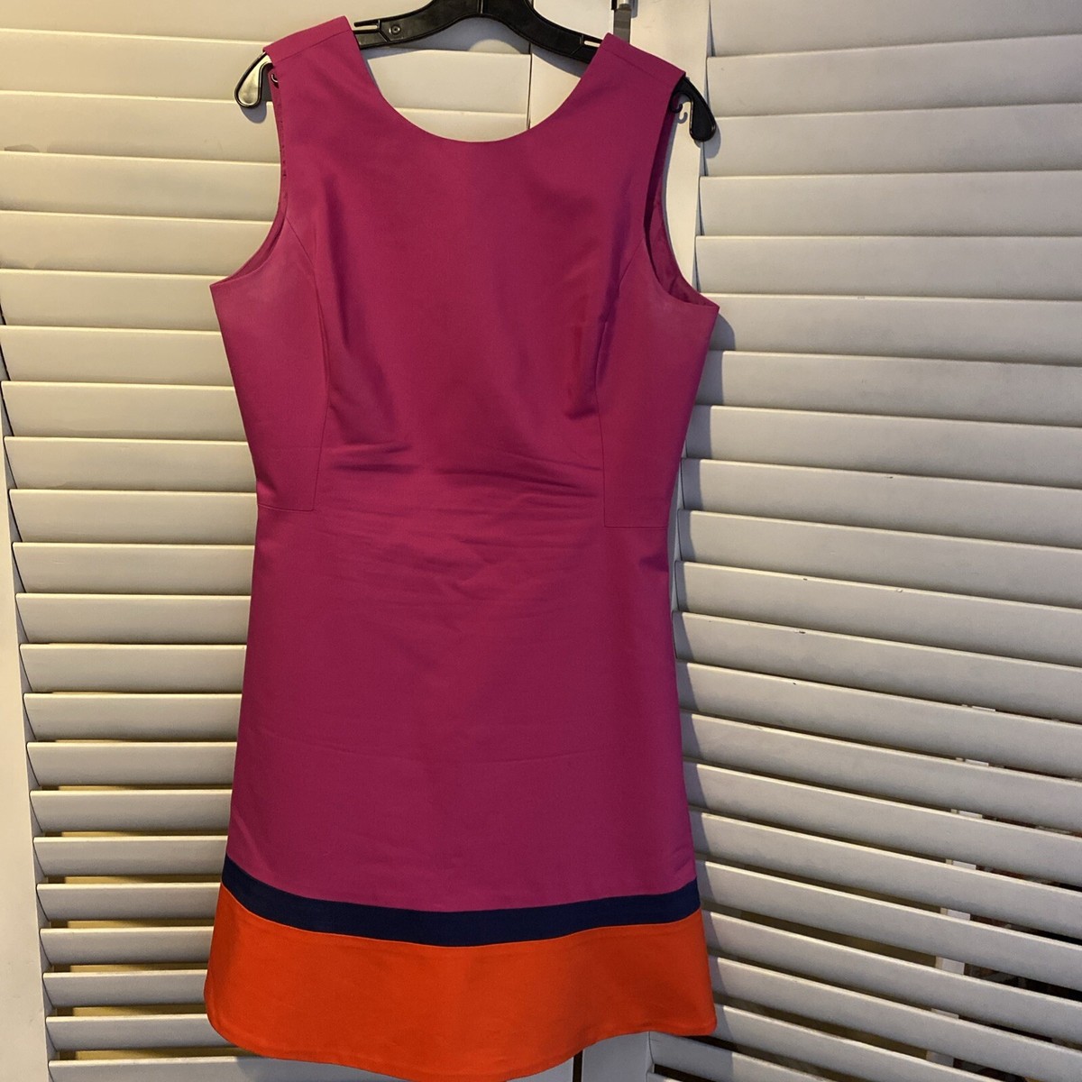 pink and red block dress Pleated Color Block Dress