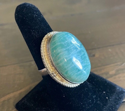 Vintage Sterling Ring with Amazonite - Size 8.5