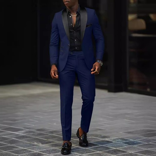 Men Suits Sets 2pcs Jackets Pants Slim Fit Wedding Tuxedos Spring Summer Wear - Picture 27 of 30