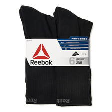 Reebok  Men's Performance Cushion Comfort Crew Socks, 6-Pack CR03001