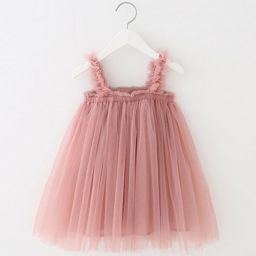 Niños pequeños Bebés Niñas Princesa Vestido Correas Sólidas Malla Tul Vestido Ropa - Imagen 4 de 18