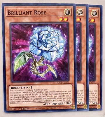 x3 Brilliant Rose - POTE-EN021 - Common - 1st Edition Yu-Gi-Oh! M/NM
