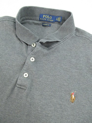 Polo Ralph Lauren Youth Large Short Sleeve Polo Shirt Gray Flesh Pony Collared