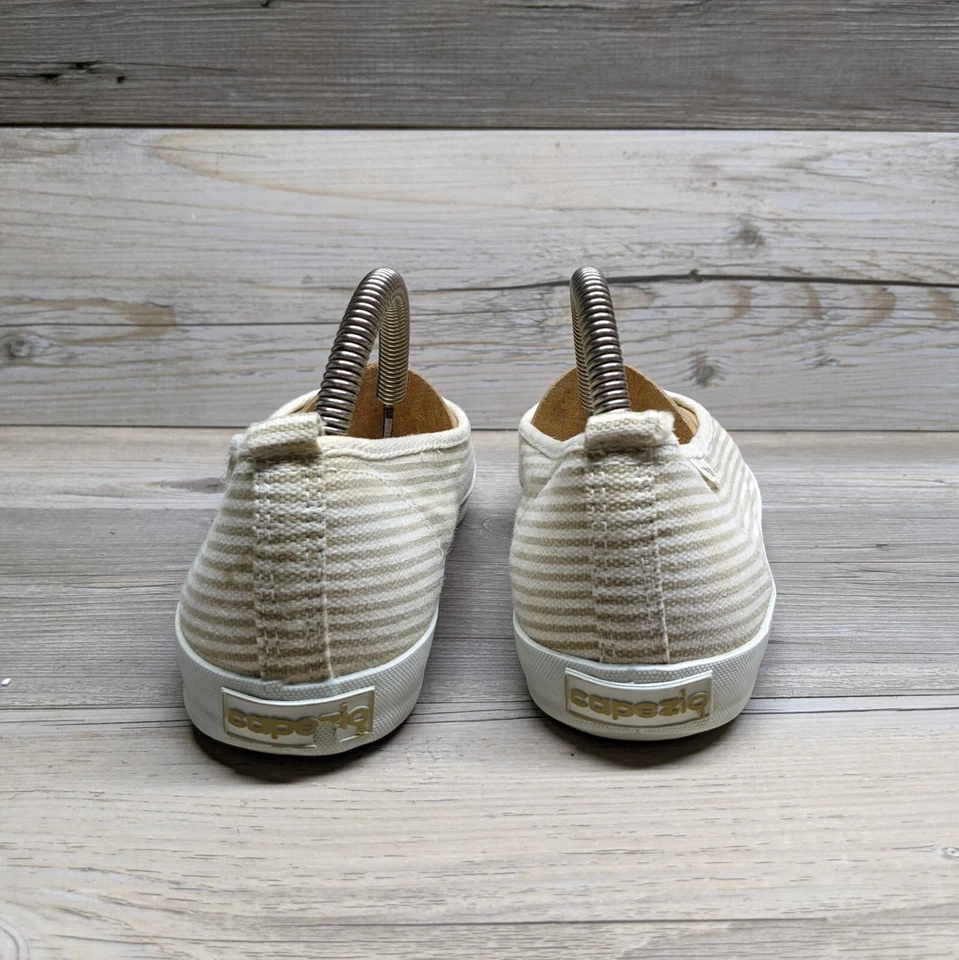 Zapatos planos sin cordones para mujer Capezio Sport beige blanco a rayas talla 9 Foto 4 de 4