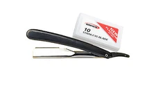 BARBER STRAIGHT RAZOR WITH 10 PACK OF DORCO BLADES