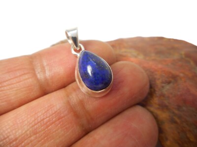 Kleine blaue Träne Lapislazuli Sterlingsilber 925 Edelstein Anhänger