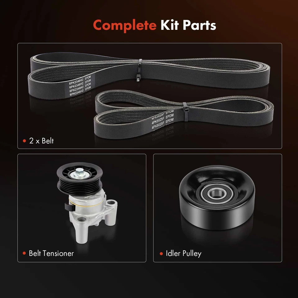 4x Kit de componentes de transmisión por correa Serpentine para Chevy Express 2500 GMC Savana 3500 Foto 3 de 4