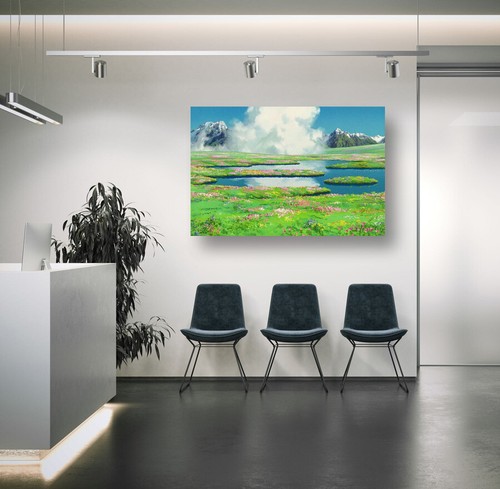 STUDIO GHIBLI LANDSCAPE 3 -DEEP FRAMED CANVAS WALL ART PICTURE PAPER PRINT- BLUE - Picture 8 of 17