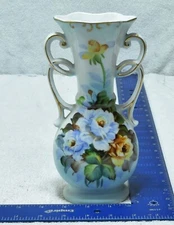 Vintage Ucagco Ceramic Hand Painted Roses Floral Vase Made in Japan