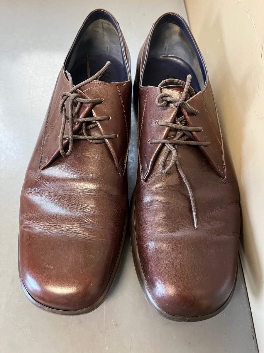 Salvatore Ferragamo Mens Brown Leather Shoes 12 D Lace Up 