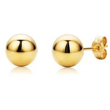 10K Yellow Gold Ball Stud Earrings, 3mm