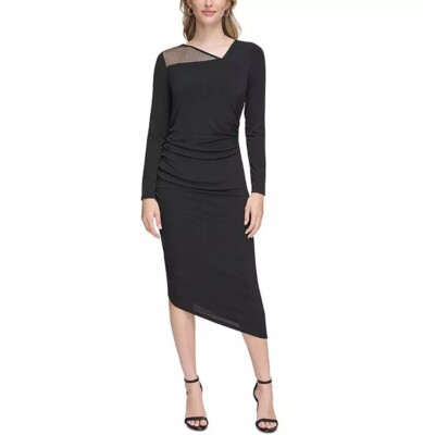 NEW CALVIN KLEIN BLACK JERSEY PLEATED EMBELLISHED MIDI DRESS SIZE L $119 | eBay NEW CALVIN KLEIN BLACK JERSEY PLEATED EMBELLISHED MIDI DRESS SIZE L $119 | eBay