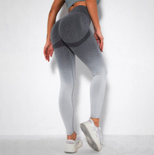 DreamNow Gradient Gray Style High Waisted Women Gym Workout Yoga Pants Leggings