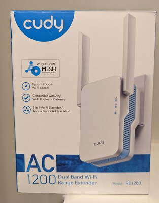 Cudy RE1200(US) AC1200 Mesh Dual Band WiFi Extender Up to 1200Mbps New in box!