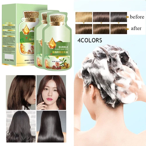 30mlx10 packs Natural Plant Hair Dye New_Botanical Bubble Hair Dye Shampoo Color - Picture 4 of 15