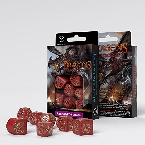 Thumbnail - Q-workshop Dragons Modern Dice Set Red & Gold