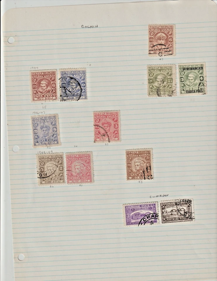 India Feudatory States Collection 19 Century / 1940's , 6 Pages 120 Used Unused - Image 2 of 4