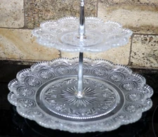Indiana Glass Two Tier Sandwich Serving Tray Vintage Tiara Sandwich Glass Tidbit