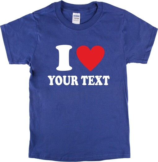 Maglia Personalizzata Uomo T-shirt Unisex Oversize Personalizzata - Stampabile Con Testo "I Heart ..." O Qualsiasi Frase, 100% Cotone T-shirt I Heart Any Text - Foto 3